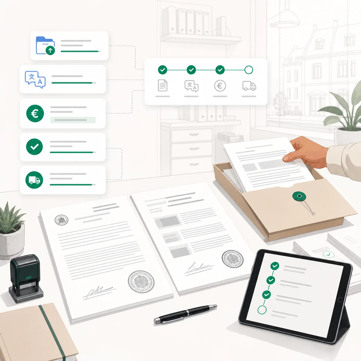 Suite de services Netzo incluant la traduction assermentée